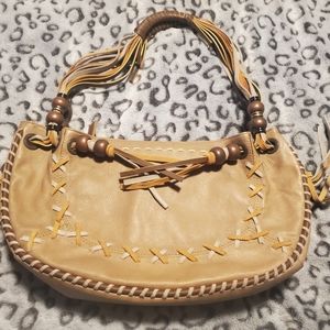 CROMIA Boho Genuine Leather Cross Hand Stitched Satchel Purse